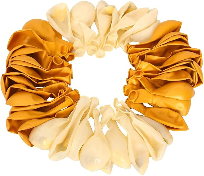 50 12-inch Latex Balloons, 25 Pearlized Pearlescent Gold+25 Transparent with Confetti Large Thick Big Round Shining Biodegradable Bulk Helium Gas Air Inflated Kids Birthday Wedding Party Deco