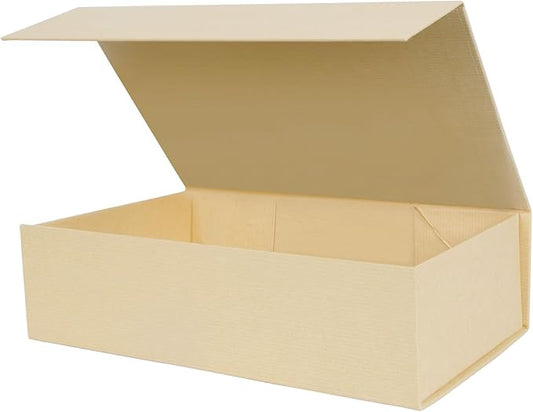 Aimyoo Striped Brown Collapsible Gift Box with Magnetic Closure Lids 10.5x7x3 in, Medium Bridesmaid Groomsman Proposal Boxes, Rectangle Present Box for Graduation Birthday Storage (1 Pack)