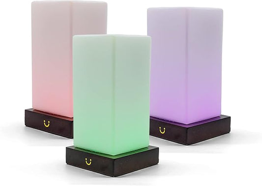 LuvLink Tower Friendship Lamp v3 New WiFi Range - Bluetooth - Wood & Glass Design (Walnut, Set of Three)