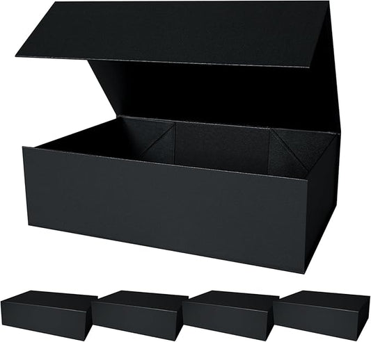 Aimyoo Galaxy Black Magnetic Gift Boxes with Lids 13.8x9x4.3 in, Large Bridesmaid Groomsman Proposal Box, Rectangle Collapsible Box for Present Graduation Birthday Storage 5 Pack
