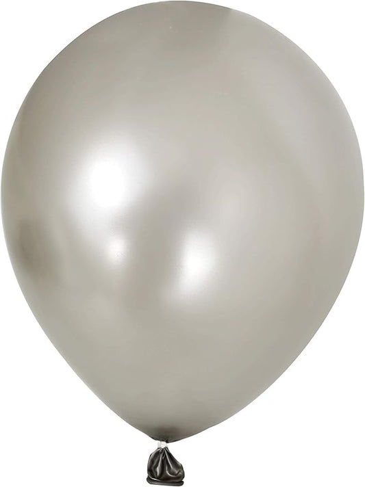 100 PCS 12 Inches Pearlized Silver Latex Balloons Large Thick Big Round Shining Pearlescent Biodegradable Bulk Helium Gas or Air Inflated for Kids Birthday Wedding Party Decorations Supplies Favors