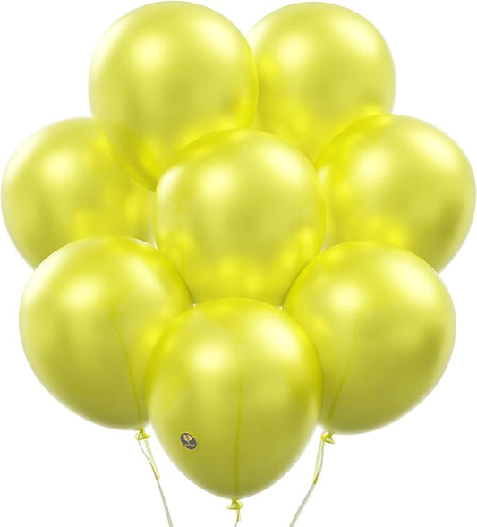AFTERLOON® Biodegradable Balloons 24 pcs Pearlized Yellow 12 Inch, Pearlescent Thickened Extra Strong Latex Helium Float, Colorful Bulk Color ballon baloon Globos Para Decoration De Fiestas Kids