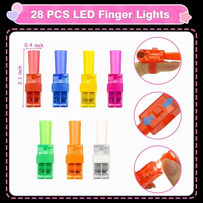 28 Pack Valentines LED Finger Lights,Valentines Day Gifts for Kid with Valentine Cards Exchange Gifts School Classroom Prizes Valentine Party Favors Valentines Day Gifts for Kids Boy Girl