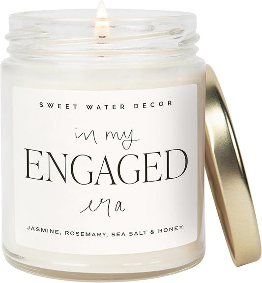 Sweet Water Decor in My Engaged Era Candle - Engagement and Bridal Shower Gifts for Her - 9 oz Soy Candle in Clear Jar with 40+ Hours Burn Time, Made in The USA