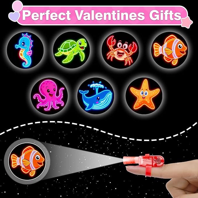28 Pack Valentines LED Finger Lights,Valentines Day Gifts for Kid with Valentine Cards Exchange Gifts School Classroom Prizes Valentine Party Favors Valentines Day Gifts for Kids Boy Girl