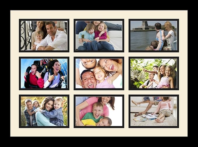 ArtToFrames Collage Photo Frame Single Mat with 9-4x6 Openings with Satin Black Frame and Lavender Mist mat.