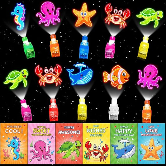 28 Pack Valentines LED Finger Lights,Valentines Day Gifts for Kid with Valentine Cards Exchange Gifts School Classroom Prizes Valentine Party Favors Valentines Day Gifts for Kids Boy Girl
