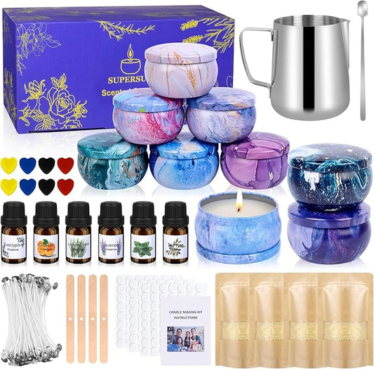 SUPERSUN Candles Making Kit for Adult - Christmas DIY Gift for Beginner, Includes Beeswax, Essential Oils, Dyes, and More DIY Candle Making Supplies, Crafts for Adults